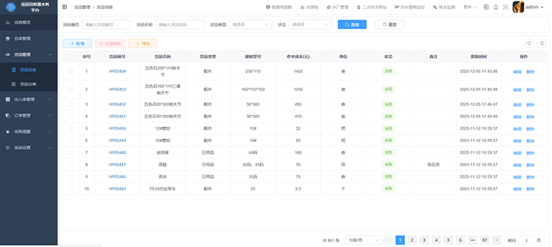 货品信息管理